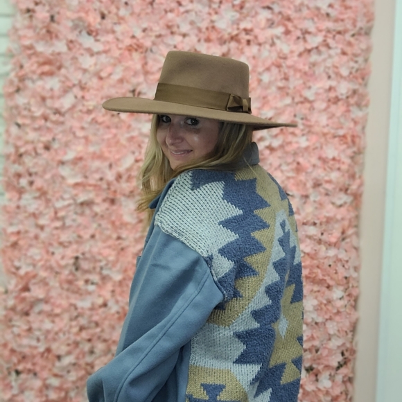 Nine West Women's Wool Felt Telescope Floppy Hat One Size Pecan - Picture 2 of 7